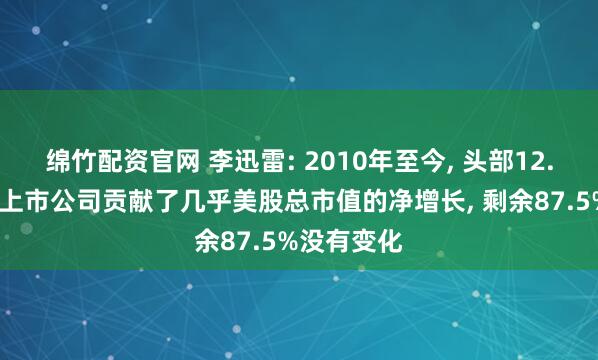 绵竹配资官网 李迅雷: 2010年至今, 头部12.5%的美股上市公司贡献了几乎美股总市值的净增长, 剩余87.5%没有变化