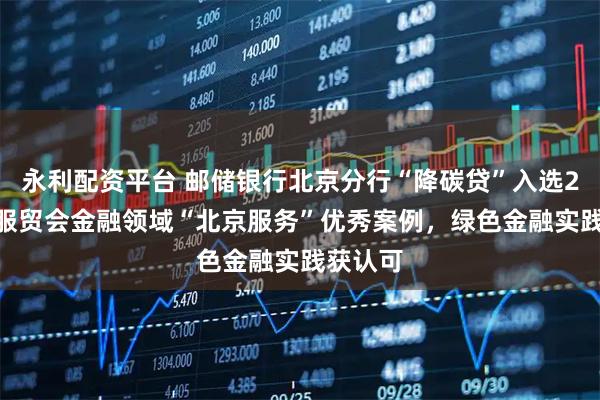 永利配资平台 邮储银行北京分行“降碳贷”入选2025年服贸会金融领域“北京服务”优秀案例，绿色金融实践获认可